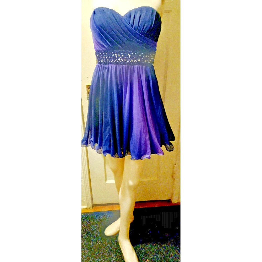 Sequins Hearts Purple Chiffon Mini Dress Formal